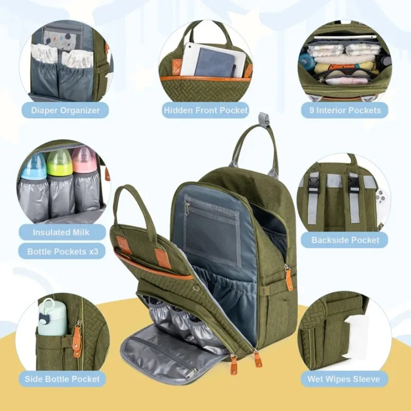 Kabaqoo Diaper Backpack With Changing Pad And Pacifier Case