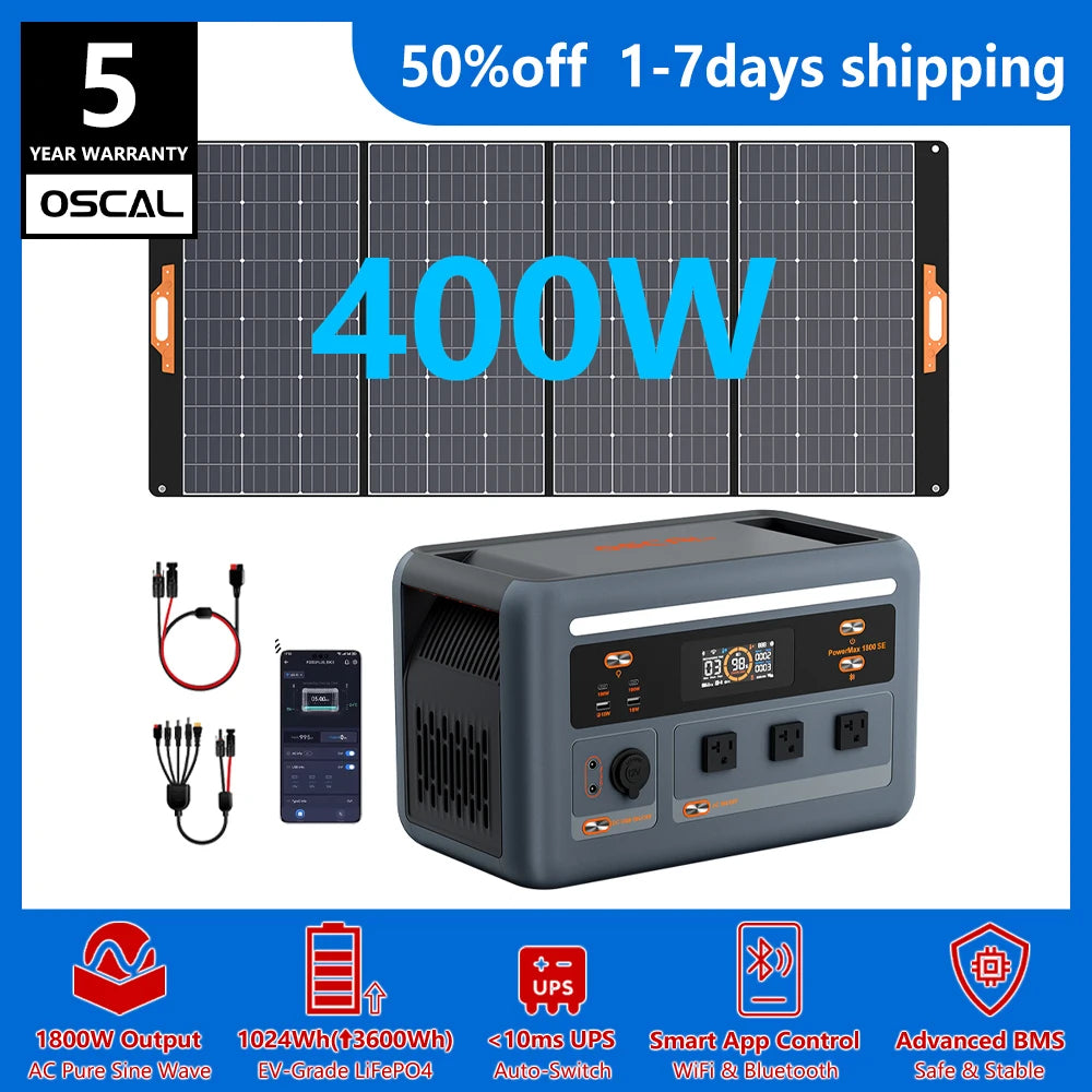 OSCAL PowerMax Portable Power Station With LiFePO4 Battery And UPS