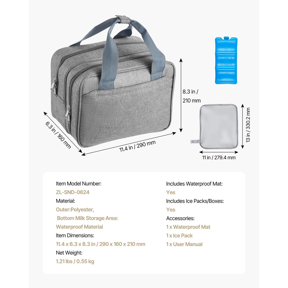 Portable Wearable Breast Pump Bag With Ice Pack And Storage