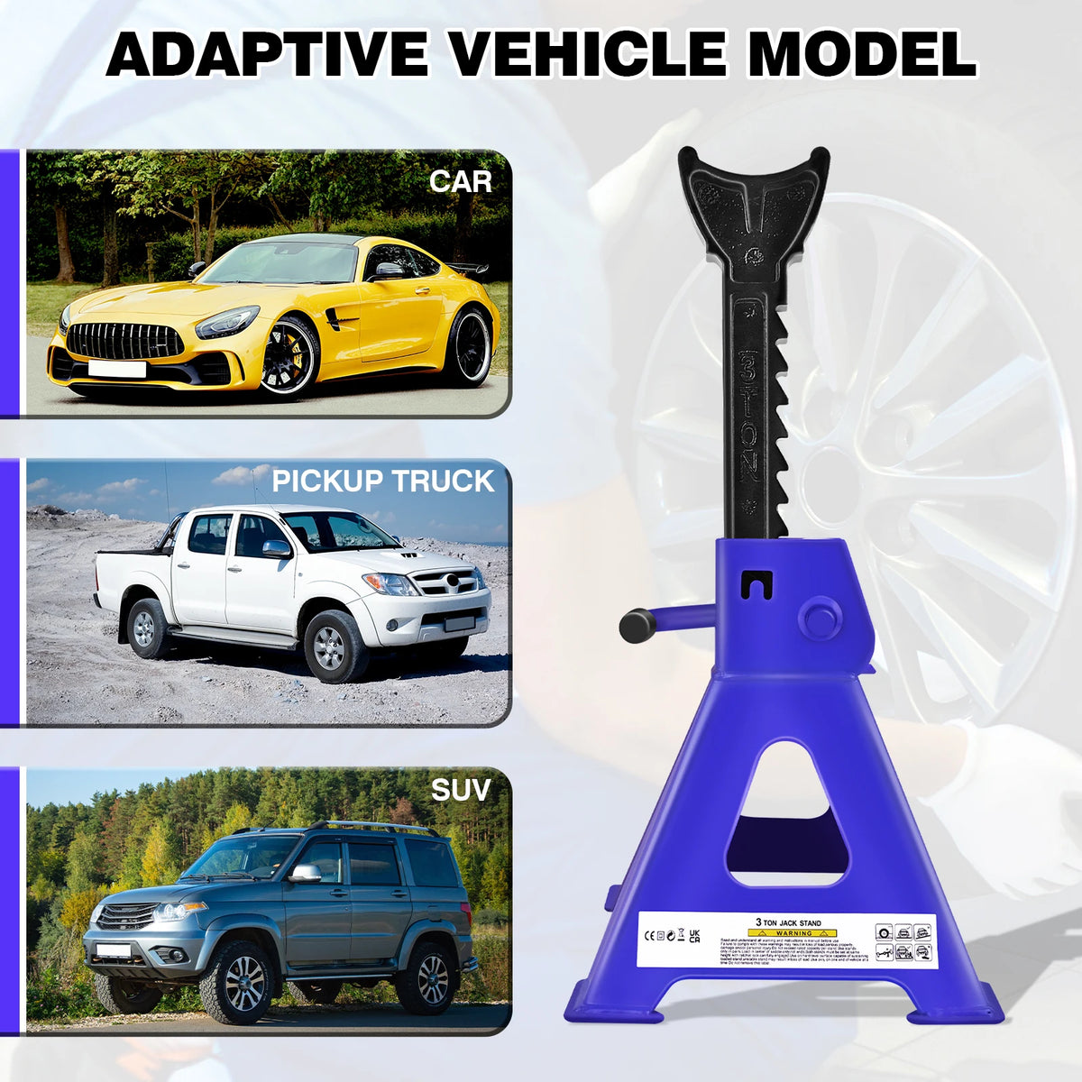 DayPlus Heavy Duty 3 Ton Axle Stands For Vehicles