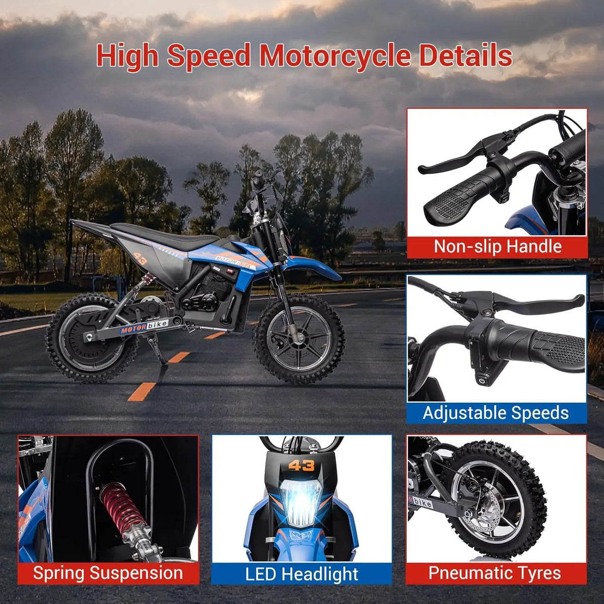 HiMISS Electric Off Road Ride On Motorcycle With 350W Motor
