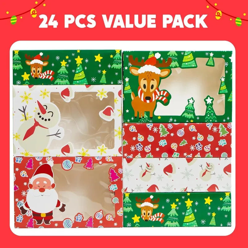 Joyfy Christmas Foil Treat Gift Boxes With Window For Cookies