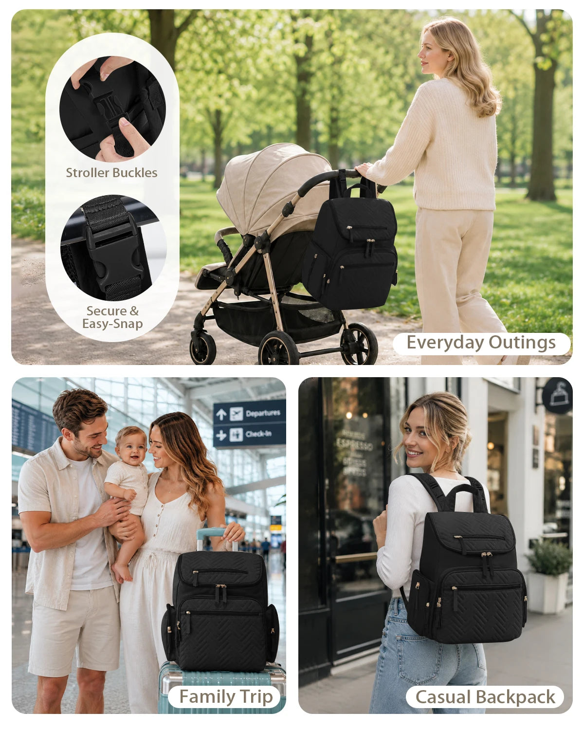 Kabaqoo Waterproof Diaper Backpack With Changing Pad And Organizer Pouches