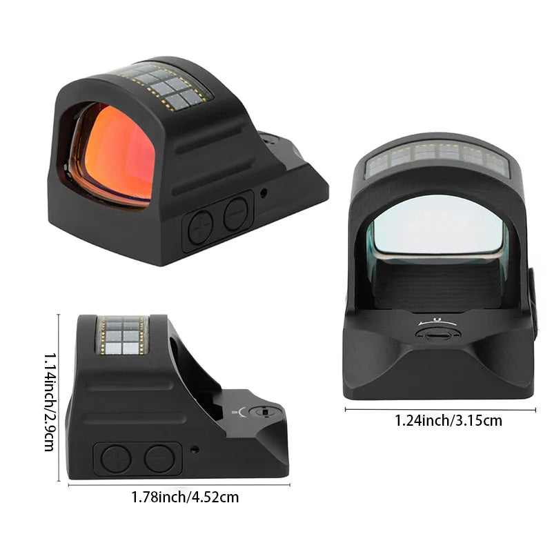 Solar Powered Reflex Red Dot Sight With Exoskeleton Mount
