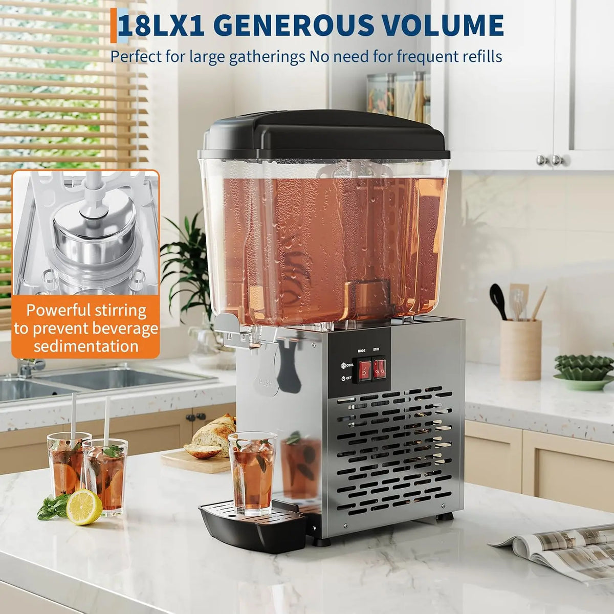 Tacleekii Commercial Cold Beverage Dispenser With Built In Mixer