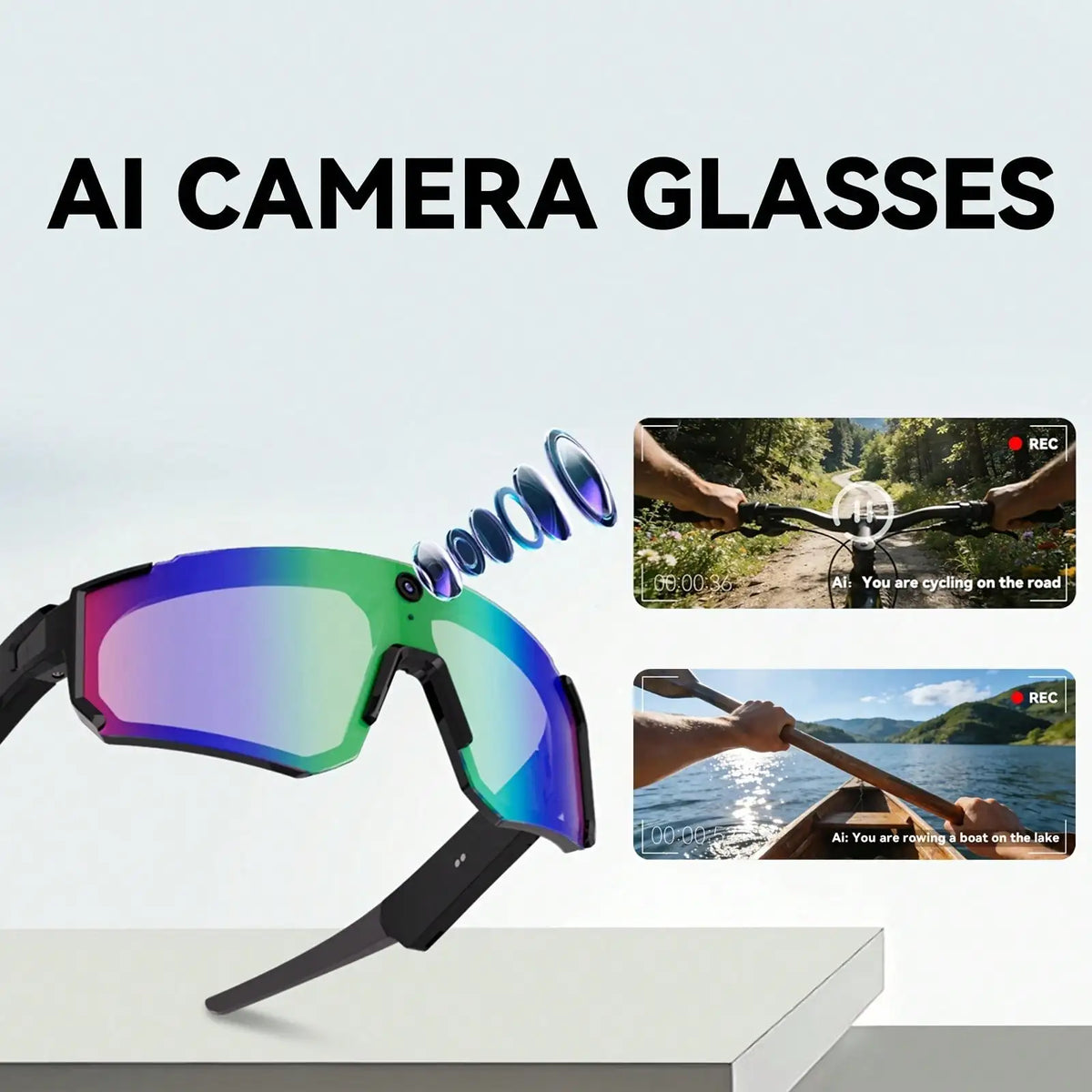 Hivisuals AI Camera Sports Sunglasses With Bluetooth Audio