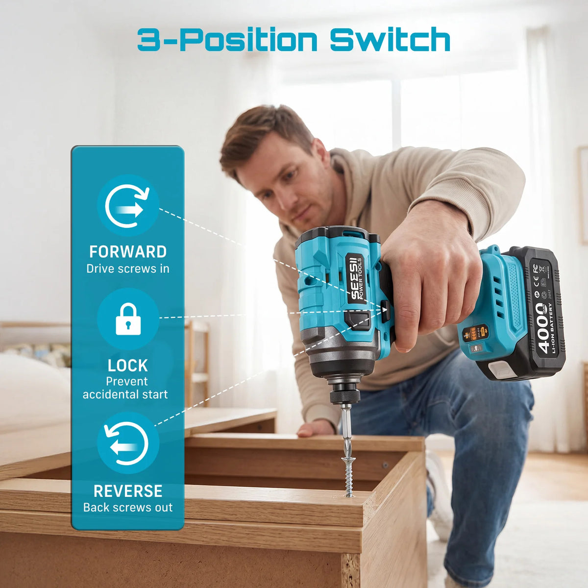 Seesii 21V Brushless Cordless Drill And Impact Driver Tool Kit