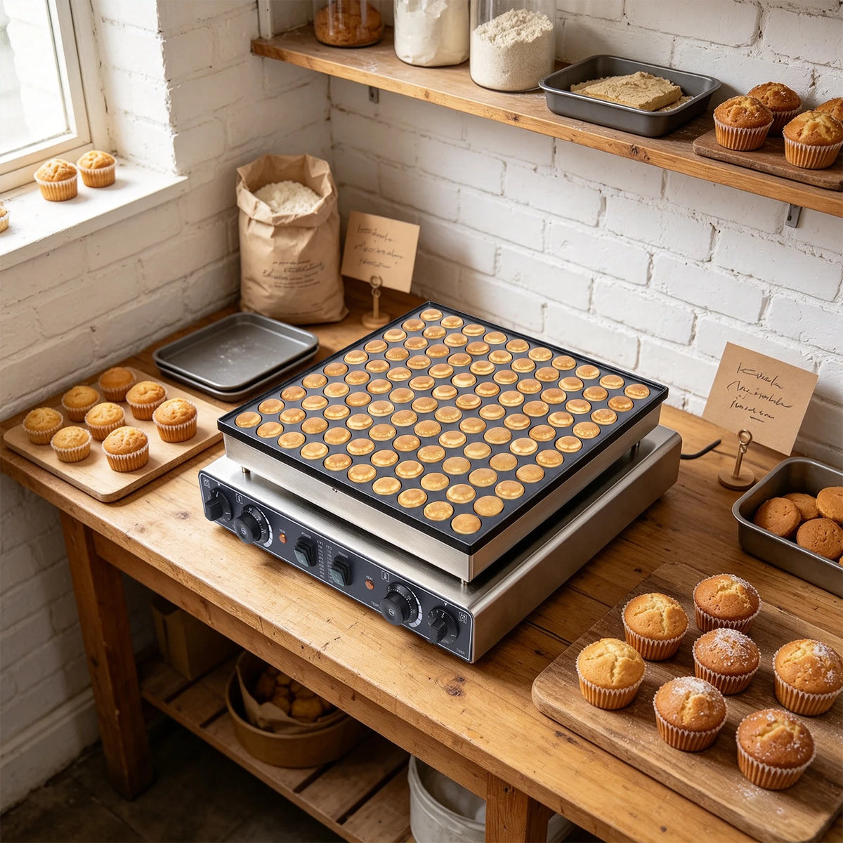 Sweetmile Commercial Mini Pancake Maker With Dual Zone Temperature Control