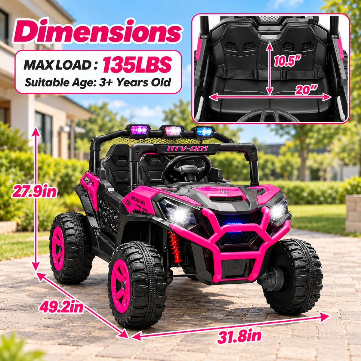 JOYRACER 24V Two Seater Electric Off Road Ride On UTV