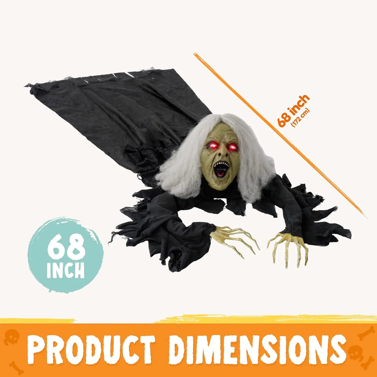 Joyfy Zombie Witch Halloween Decoration With Sound And Lighted Eyes