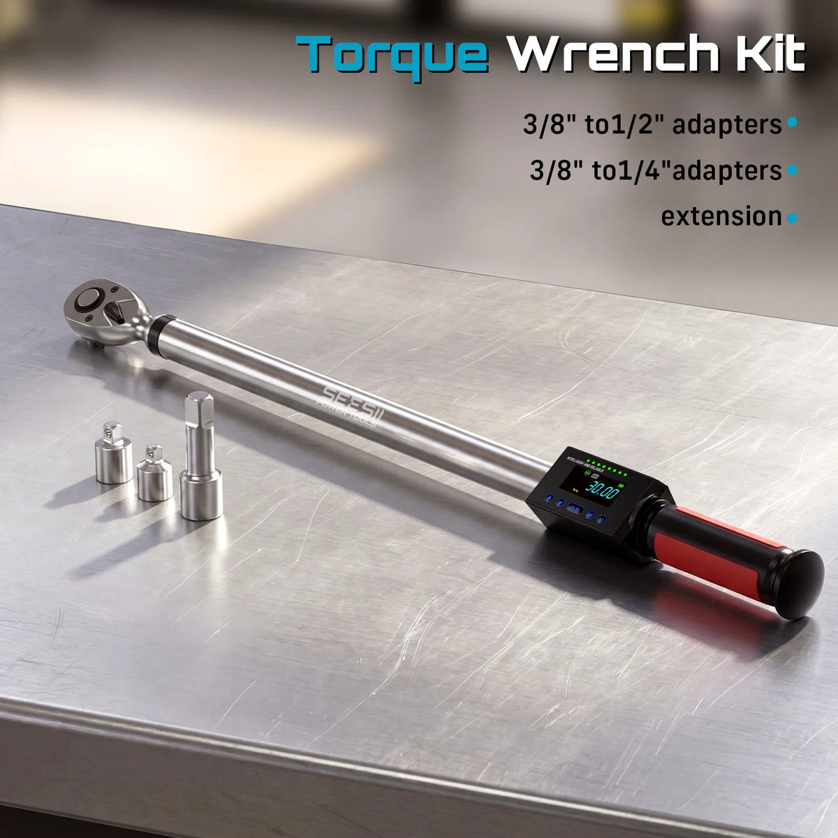 SEESII Digital Torque Wrench Kit With LCD And LED Alarm