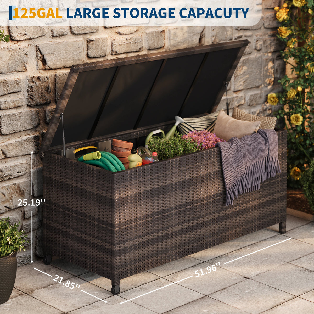 HiMISS Waterproof Outdoor Storage Chest With Wheels And Handles