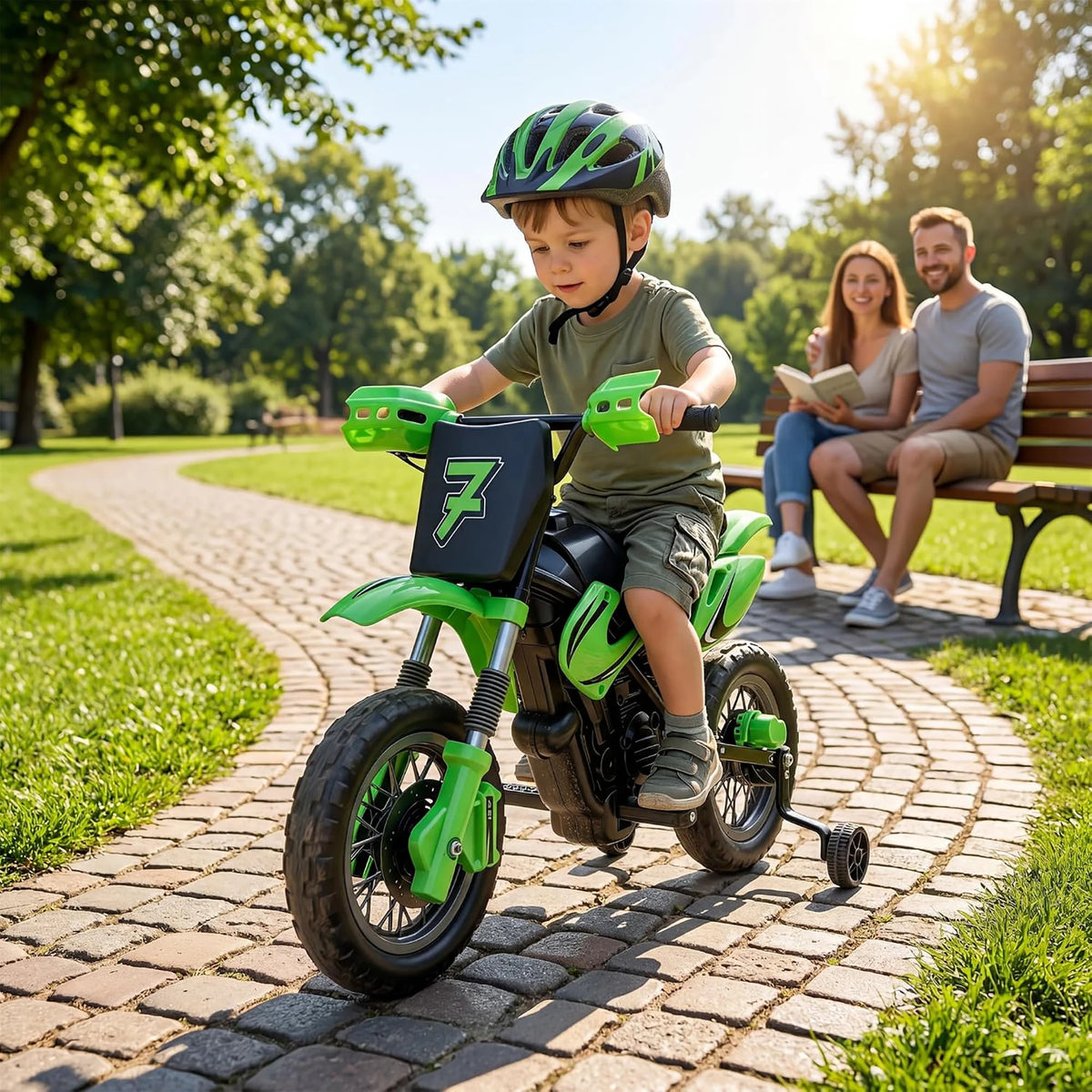 HiMISS Kids Electric Motorcycle Ride On Toy With Training Wheels
