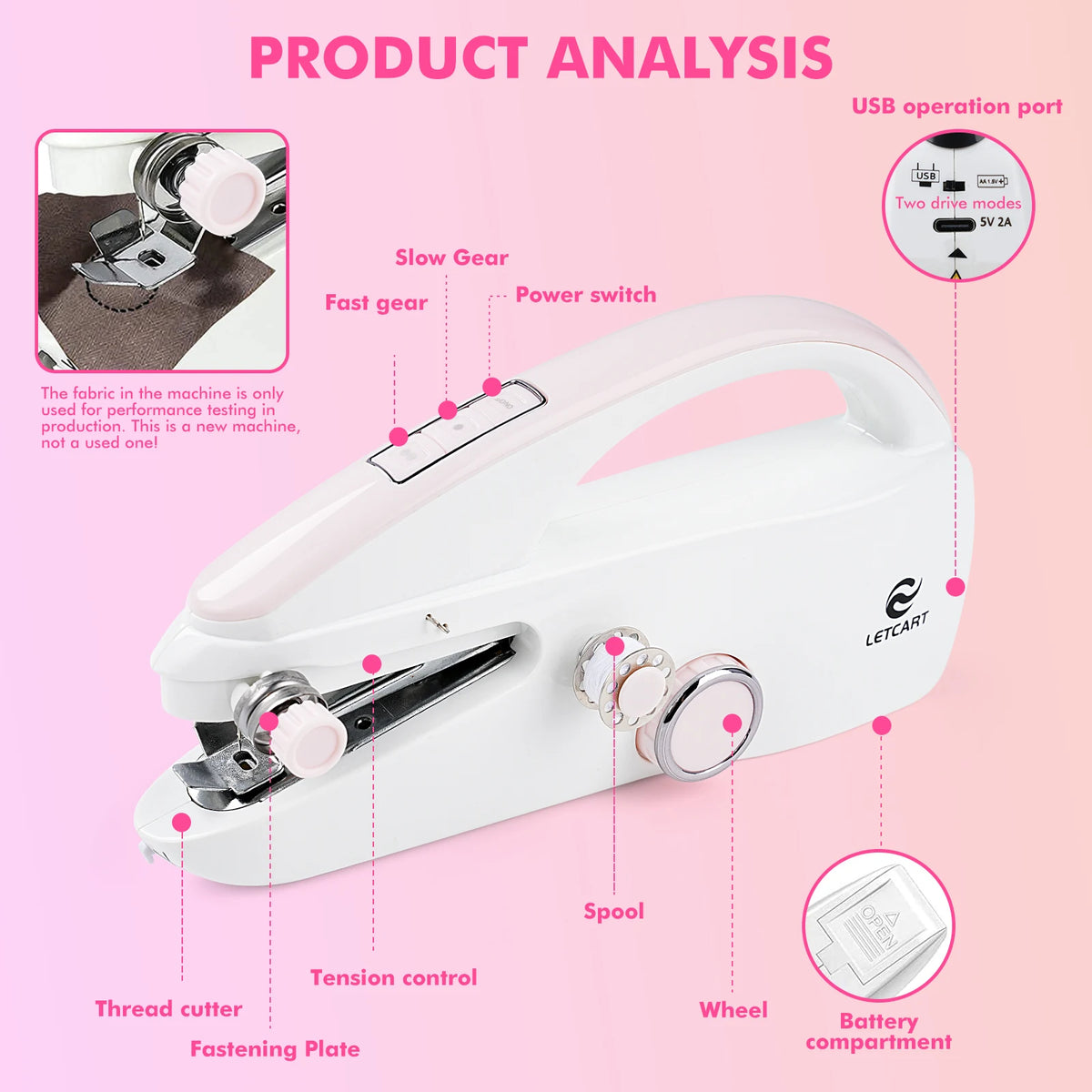 LetCartMaker Portable Electric Sewing Machine With Needlework Kit