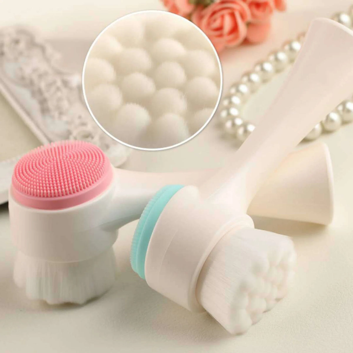 Double Sided Silicone Facial Cleansing Brush For Deep Pore Cleaning