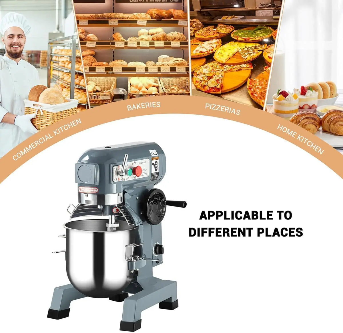 Tacleekii Commercial Stand Mixer With Dough Hook for Bakery Kitchens