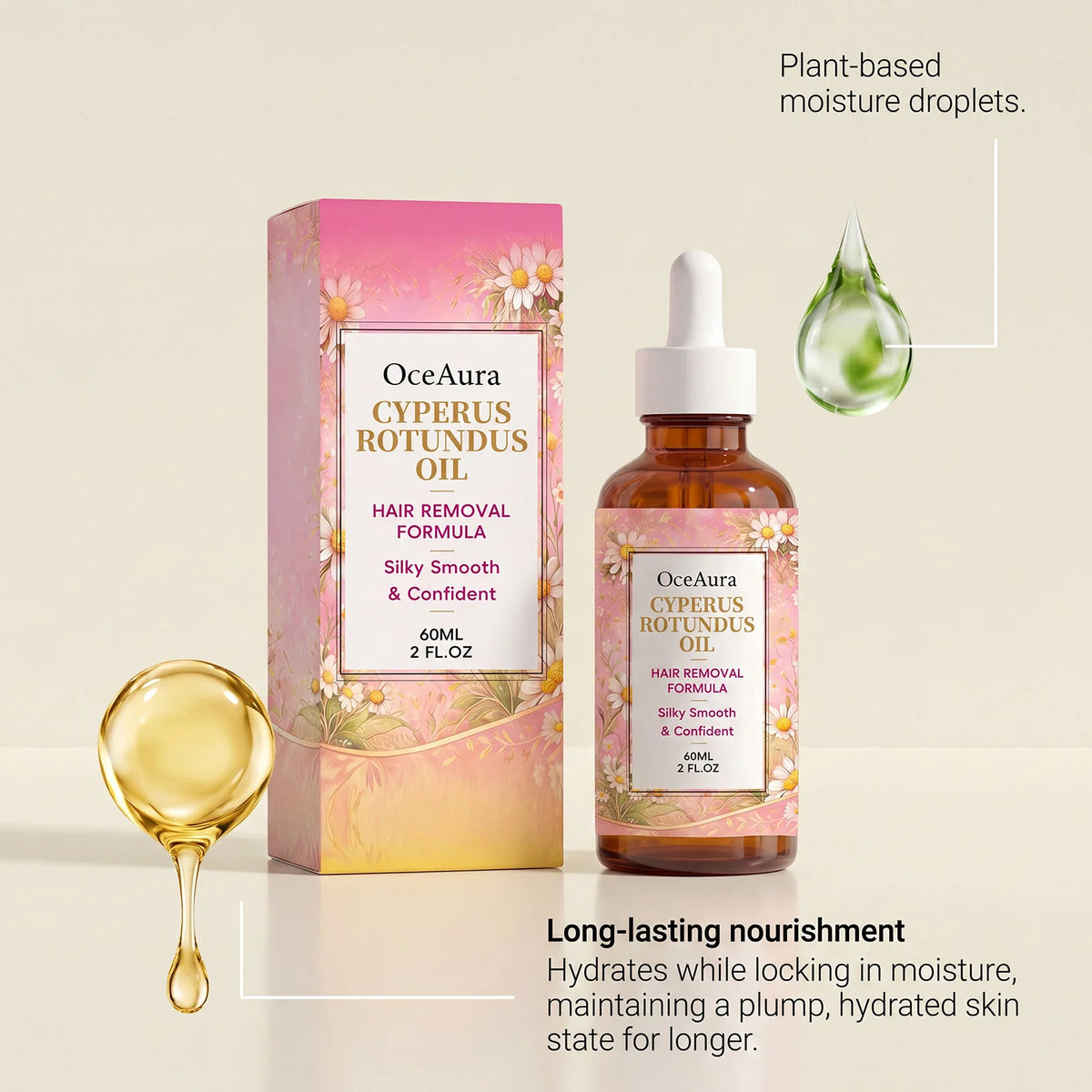 OceAura Cyperus Rotundus Hair Inhibitor Serum for Smooth Skin