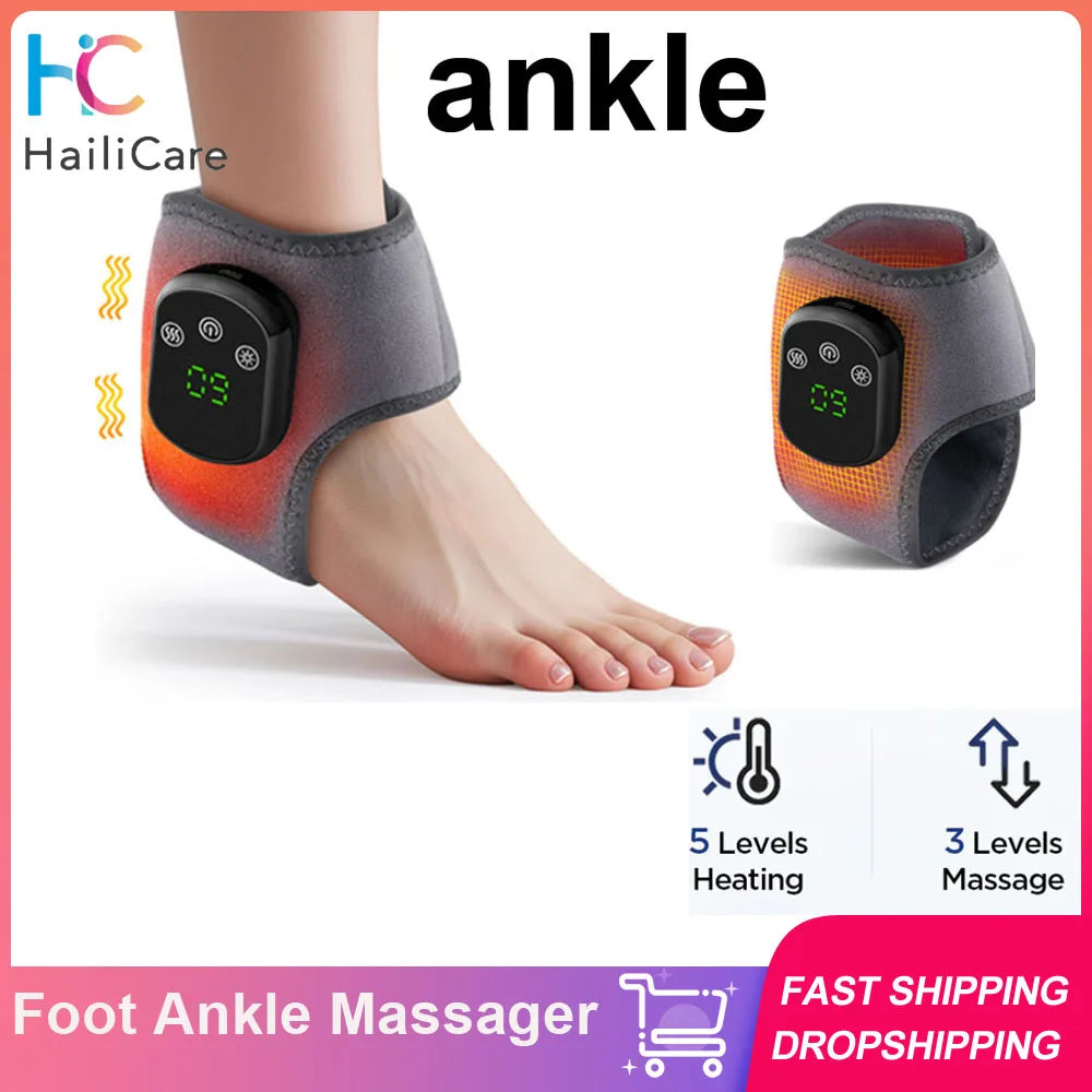 Hailicare Electric Heated Foot Ankle Massager With Vibration Support