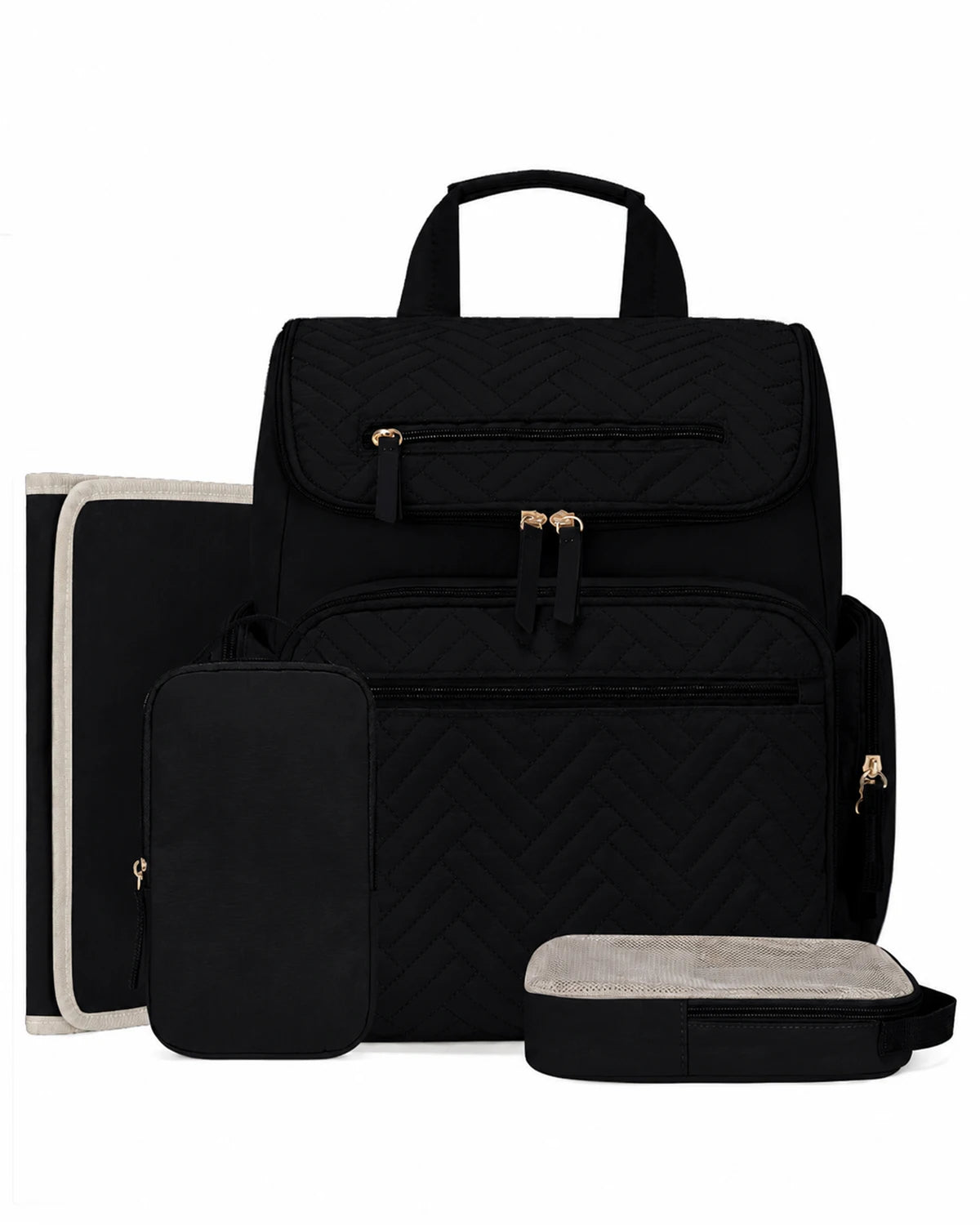 Kabaqoo Waterproof Diaper Backpack With Changing Pad And Organizer Pouches