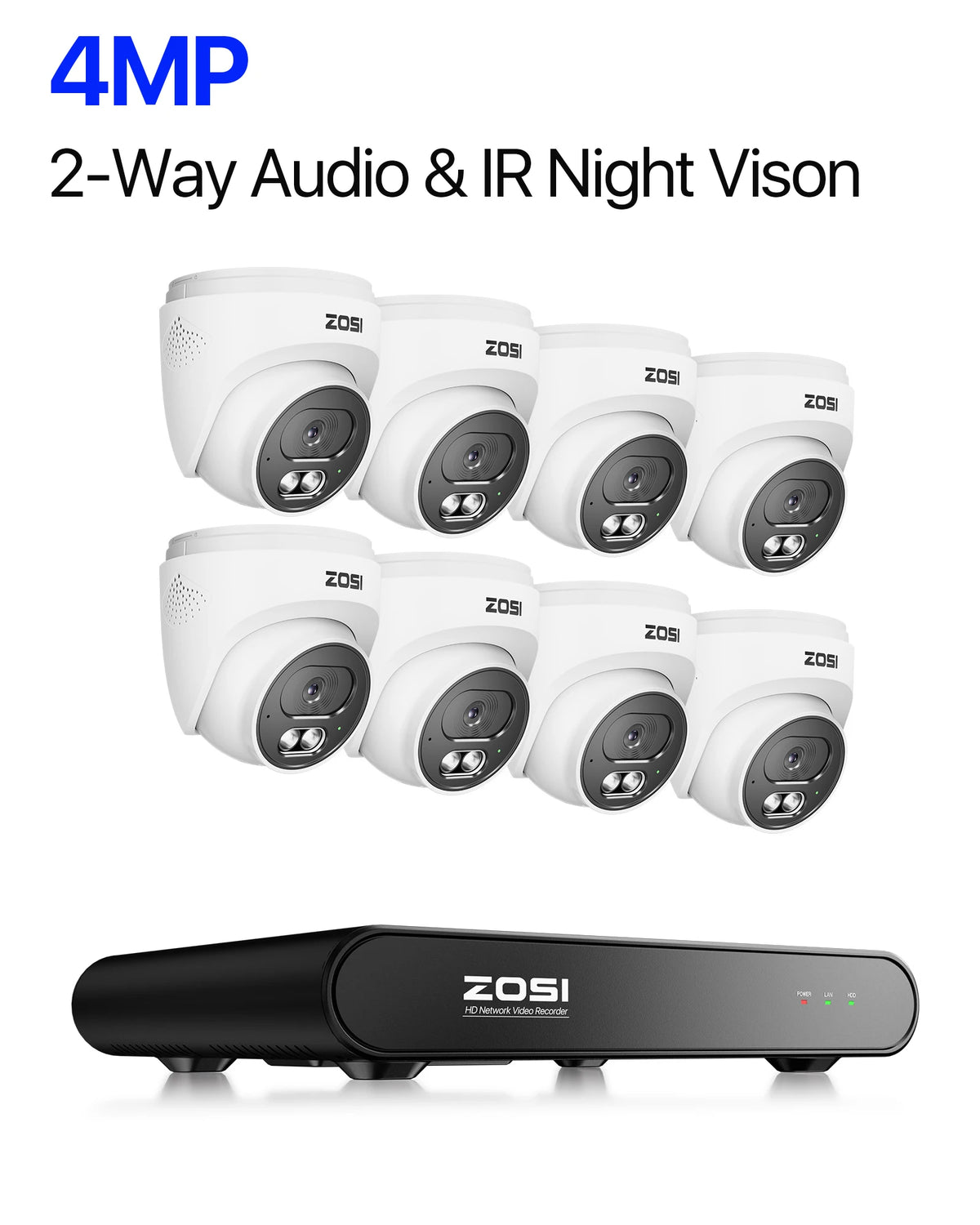 ZOSI 8MP PoE Camera System AI Detection And Night Vision