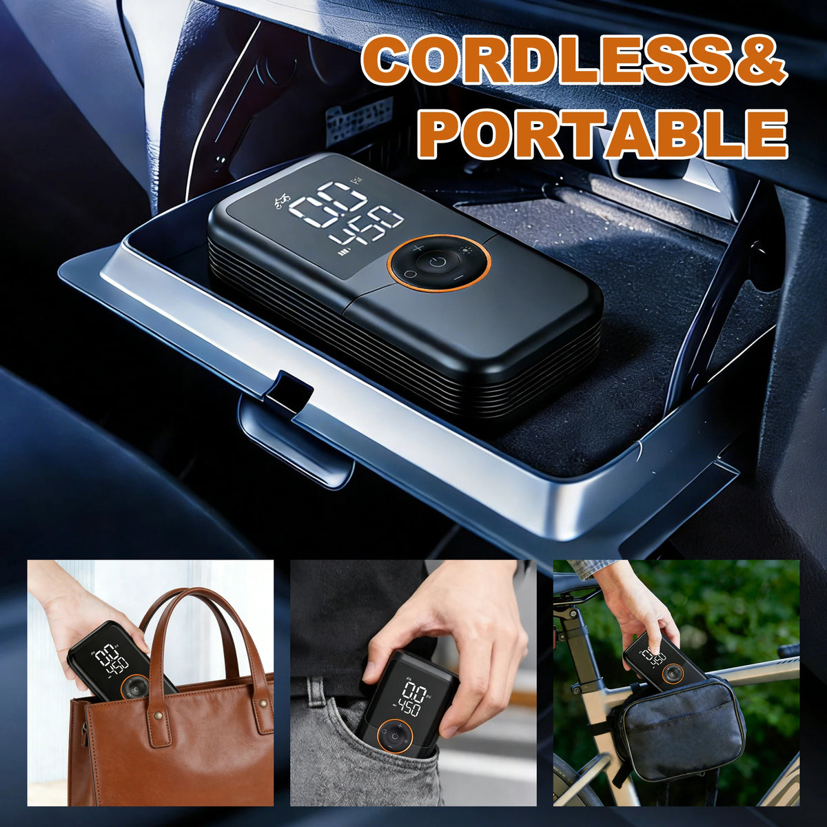 Portable Cordless Tire Inflator Air Compressor With Auto Shut Off