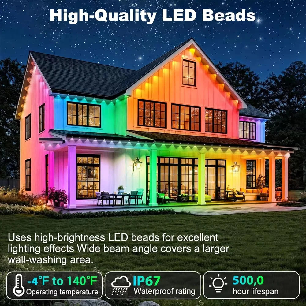 Smart IP67 Outdoor Eave LED Lights With App Remote Control
