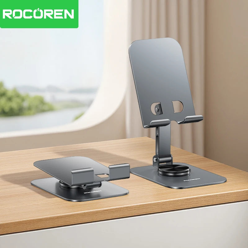 Rocoren Foldable Metal Desktop Phone Stand With 360 Degree Rotation
