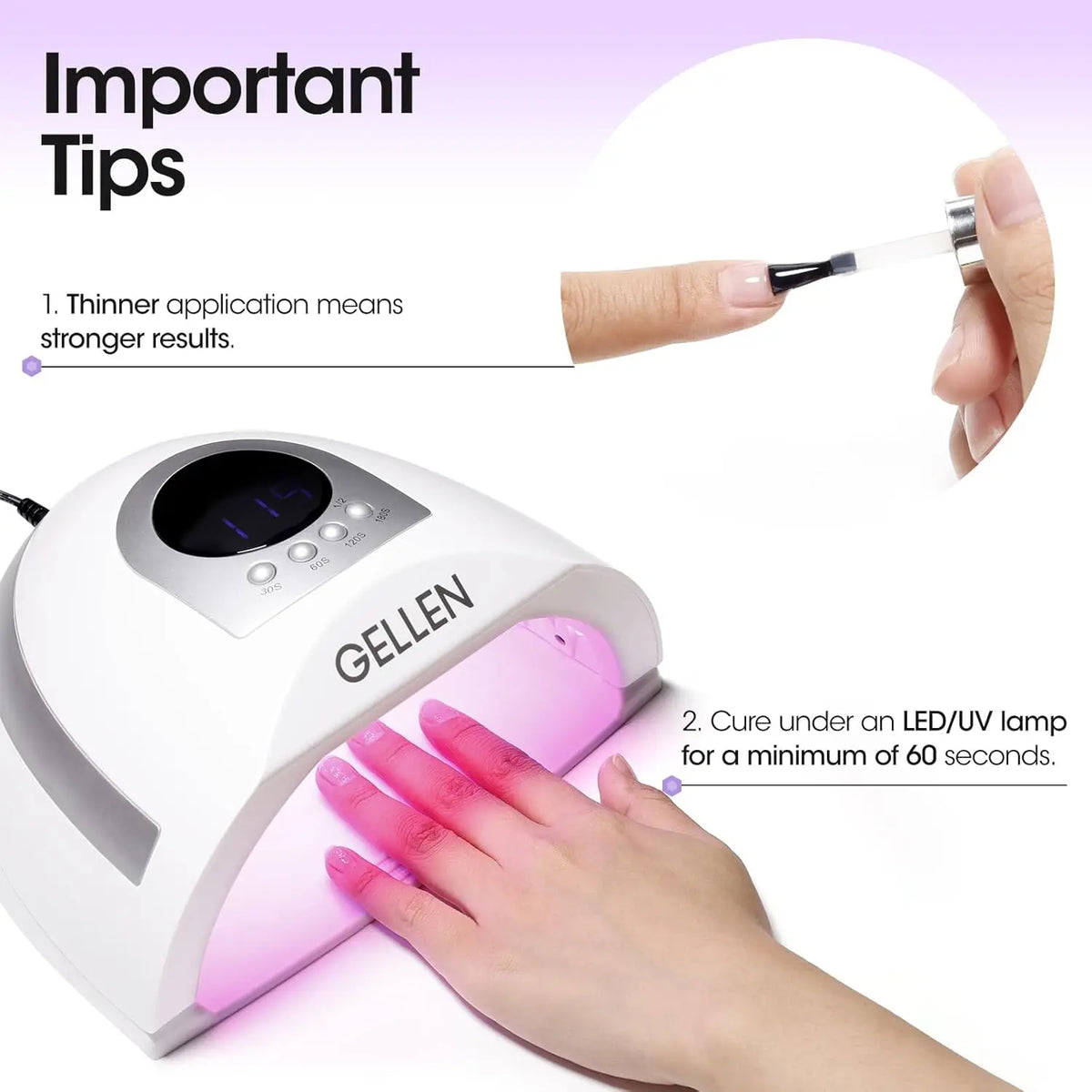 Gellen Gel Polish Base Coat And No Wipe Topcoat Duo