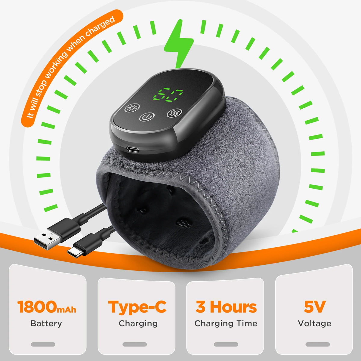 Hailicare Cordless Heated Hand And Wrist Massager With Vibration