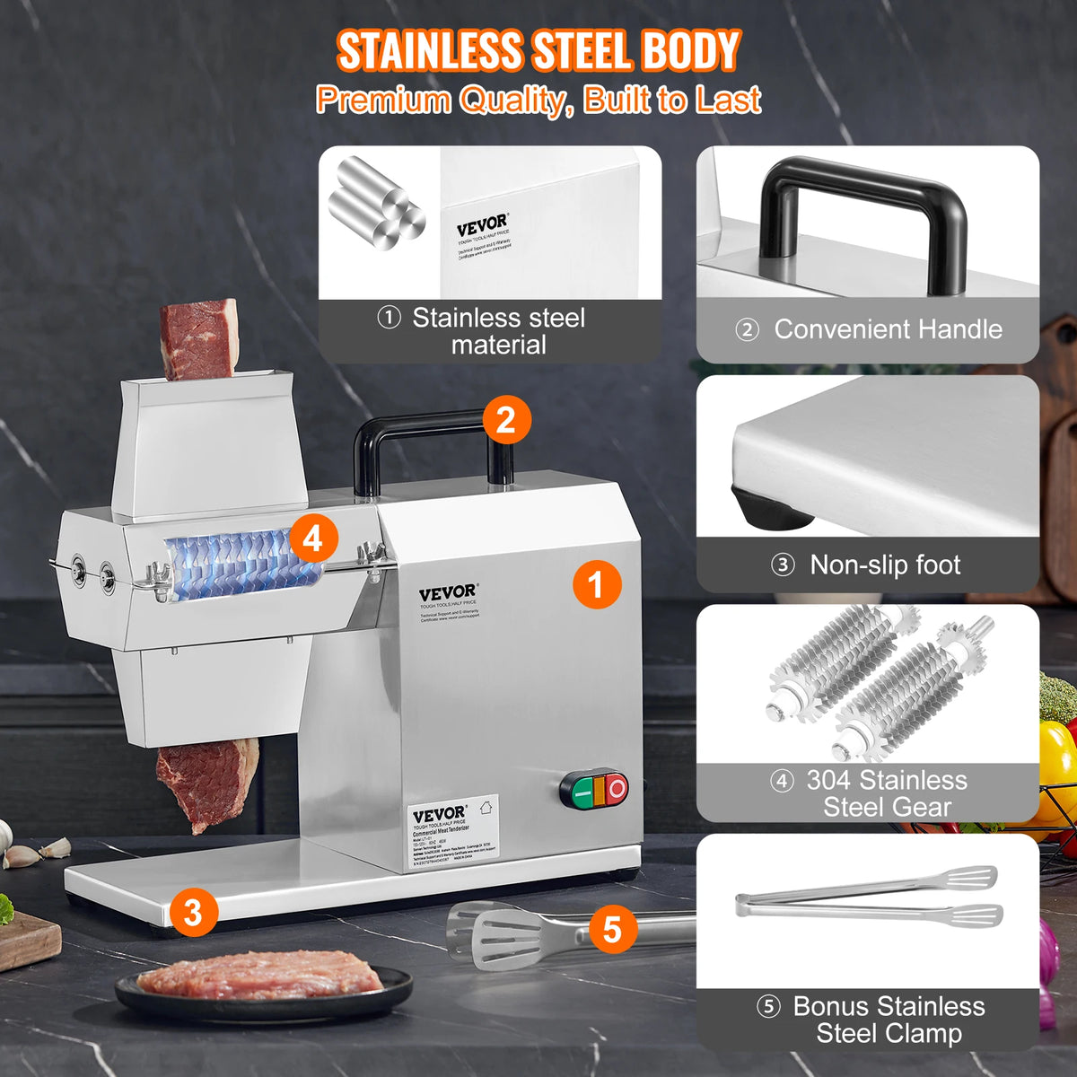 SucceBuy Commercial Electric Meat Tenderizer Machine With 54 Blades