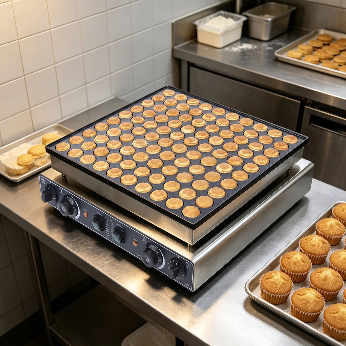 Sweetmile Commercial Mini Pancake Maker With Dual Zone Temperature Control