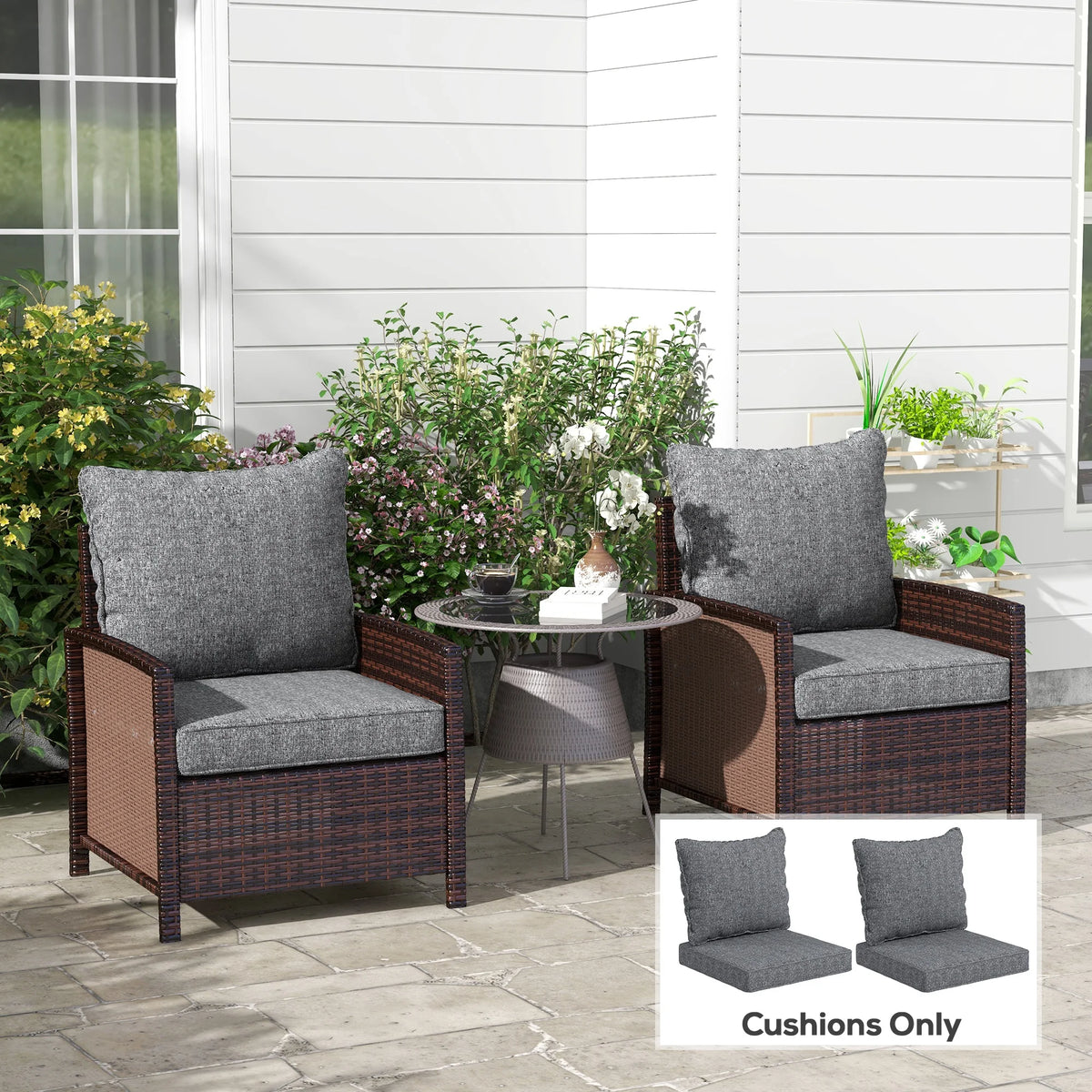 Outsunny Indoor Outdoor Chair Cushion With Backrest For Garden Furniture