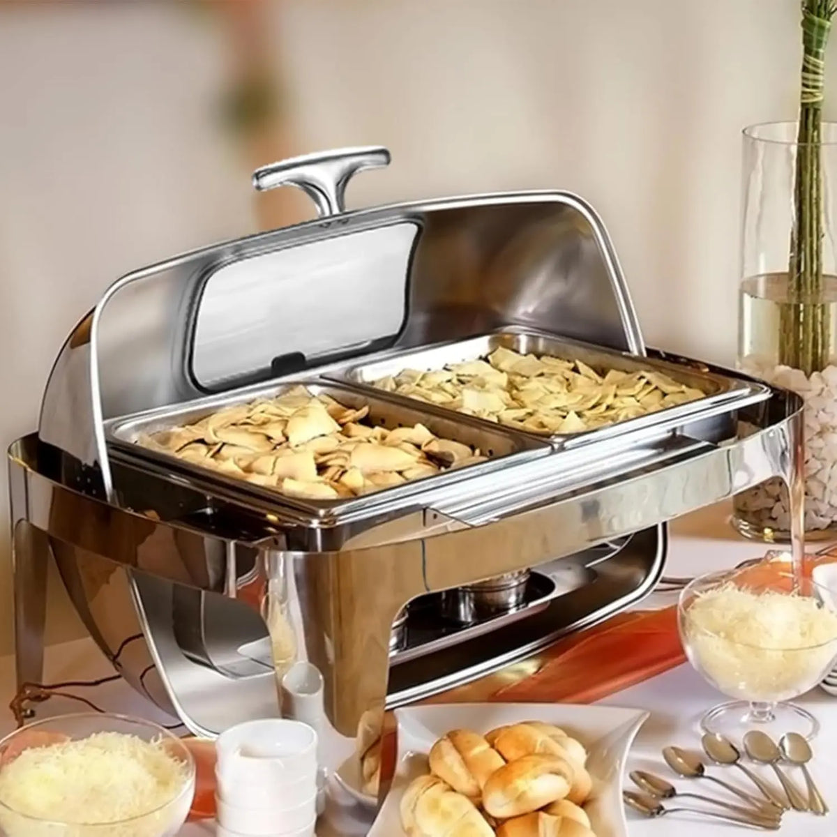 HiMISS Stainless Steel Roll Top Chafing Dish Buffet Food Warmer