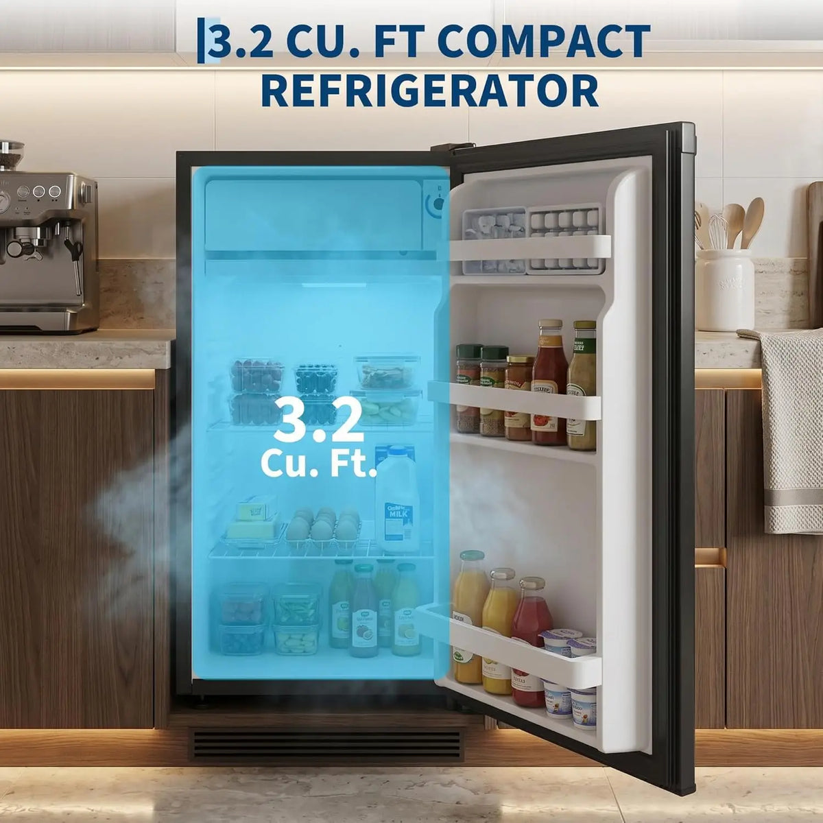 Mini Refrigerator And Freezer For Home Dorm Office Or Kitchen