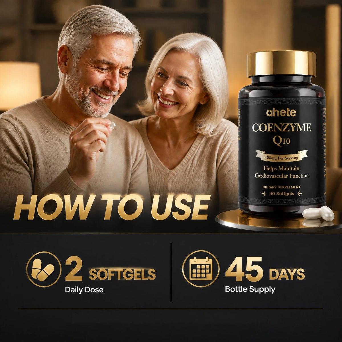Ahete GMP Grade CoQ10 Softgels Antioxidant Cardiovascular Health Supplement