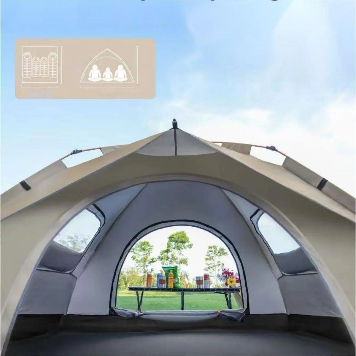Pakicetus Automatic Outdoor Camping Tent With Sunshade And Two Doors