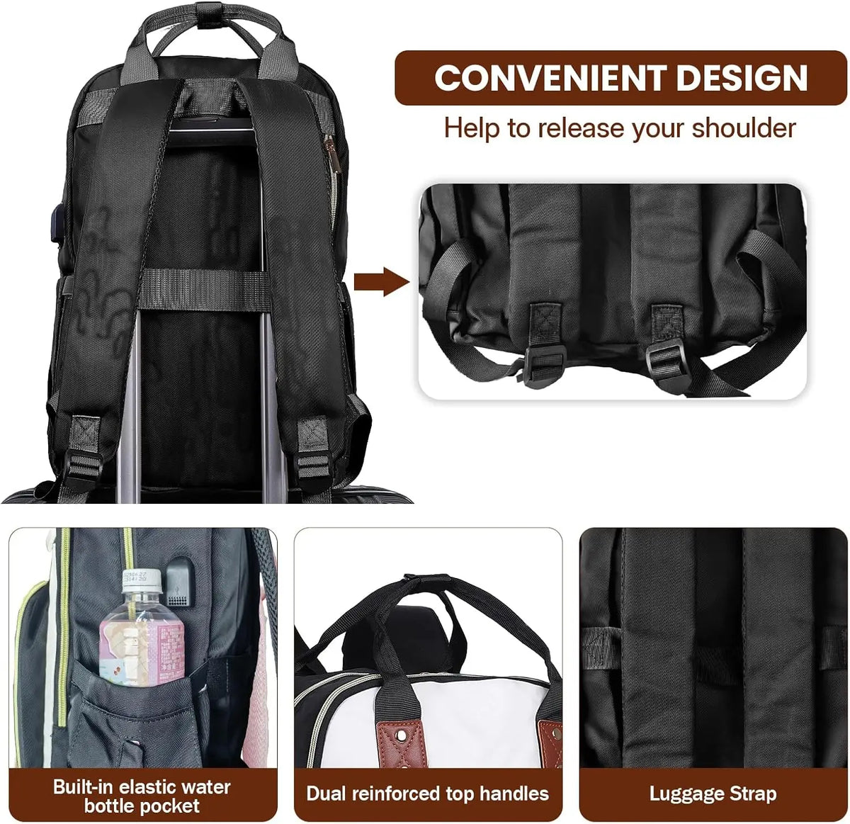 Stylish Laptop Backpack With USB Charging Port And Travel Storage