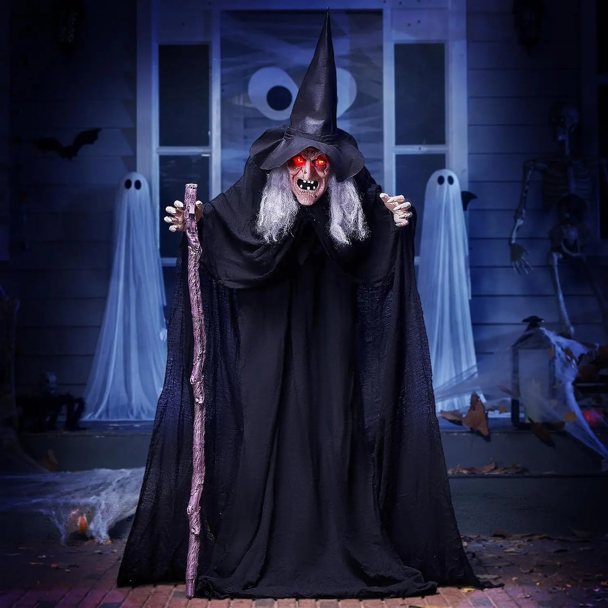 Joyfy Animated Witch Halloween Prop With Sound And Illuminated Eyes
