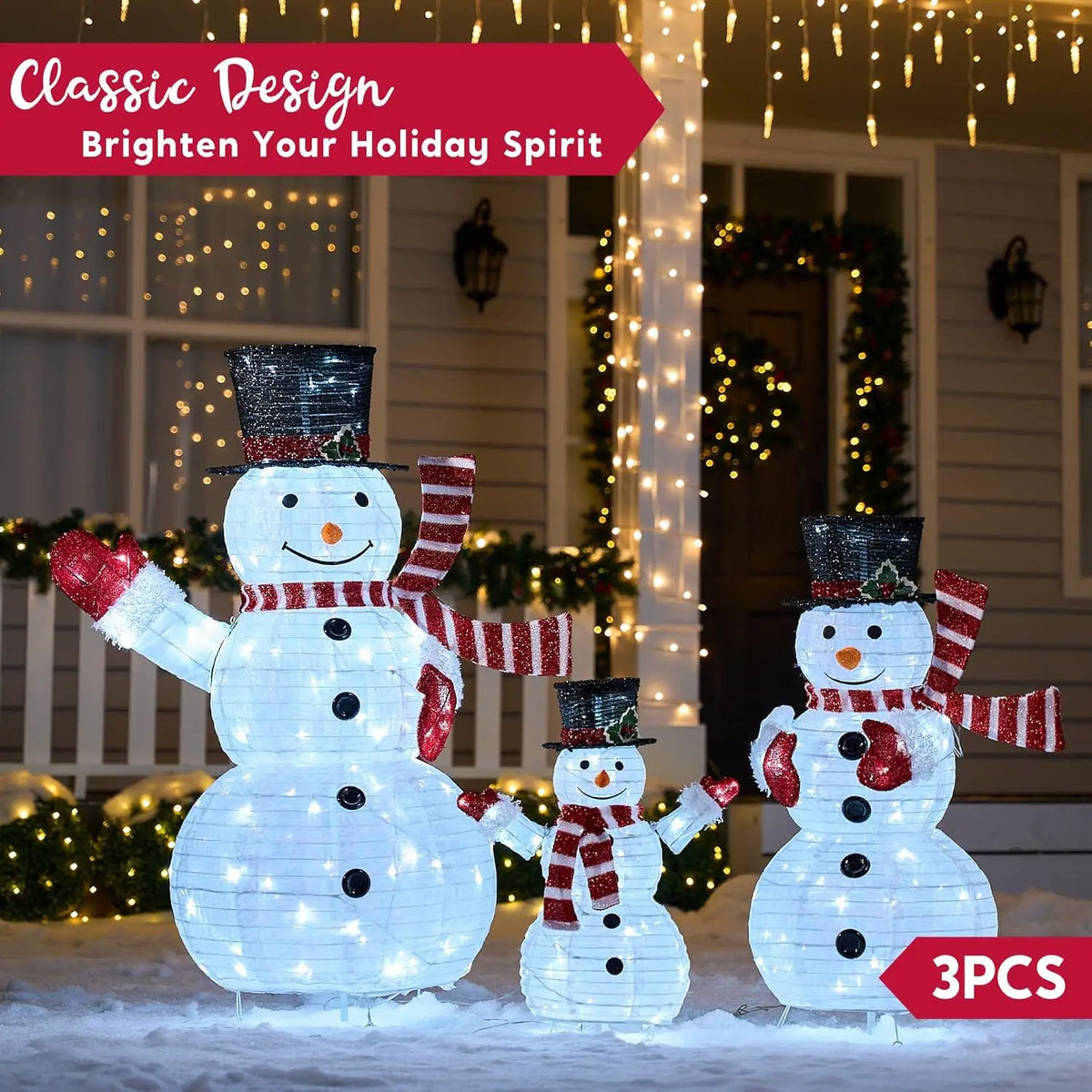 Joyfy 3D LED Snowman Yard Lights for Christmas Outdoor Decor