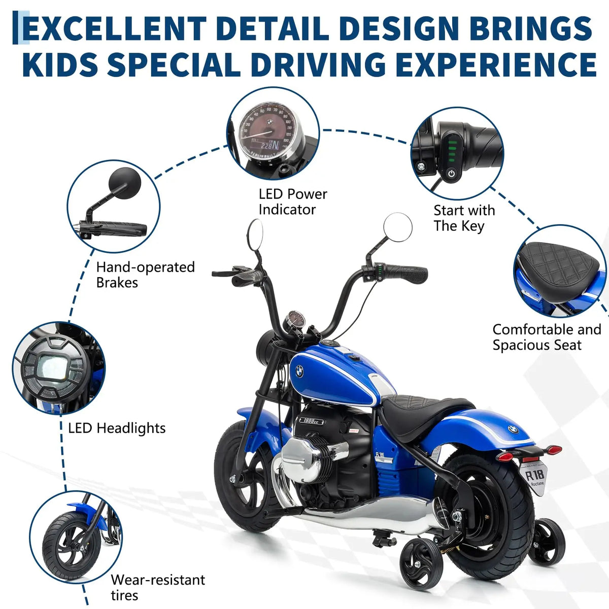 HiMISS Kids Electric Brushless Dirt Bike With LED Lights