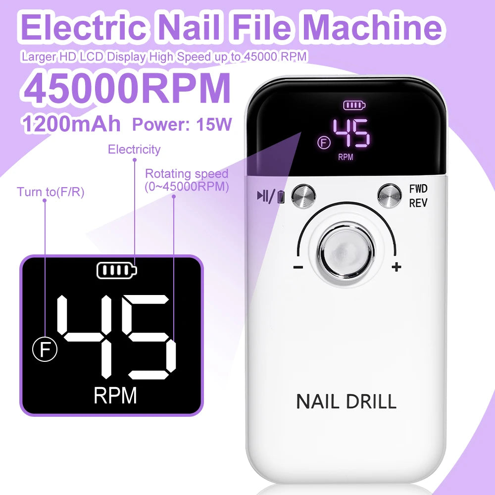 Limegirl Rechargeable Electric Nail Drill and Polishing File Kit