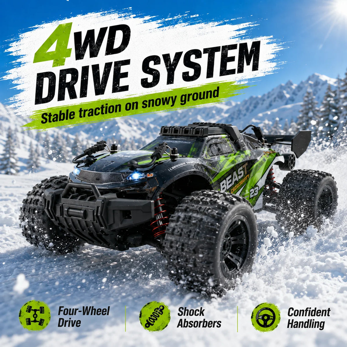 ZNLYRION 4WD Off Road RC Buggy With Metal Bottom Plate
