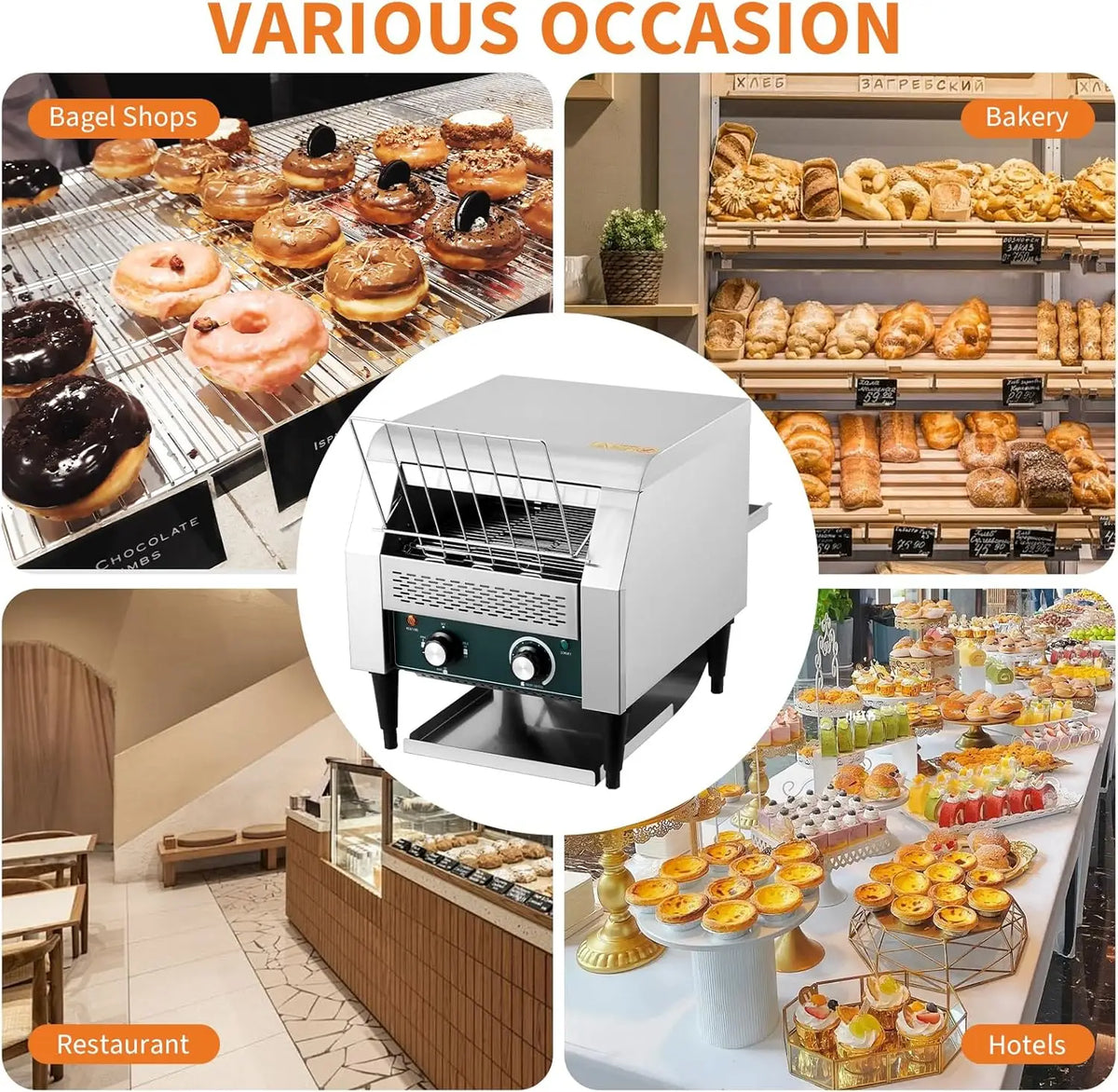 HiMISS Commercial Conveyor Toaster With Adjustable Browning Control
