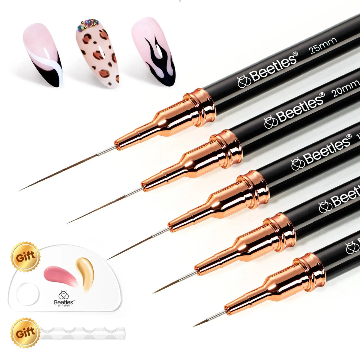 Beetles Metallic Nail Art Liner Brush Set for Gel Designs