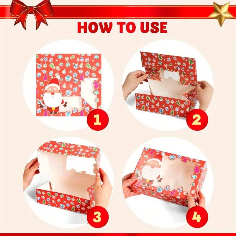 Joyfy Christmas Foil Treat Gift Boxes With Window For Cookies