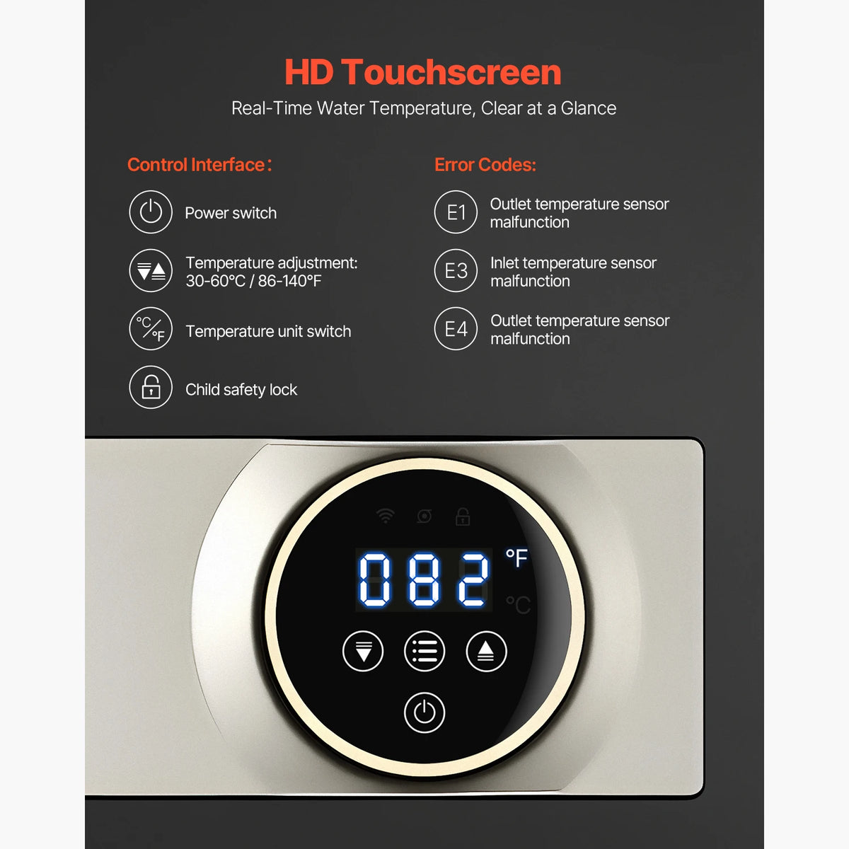 SucceBuy Tankless Electric Water Heater With LCD Touchscreen On Demand