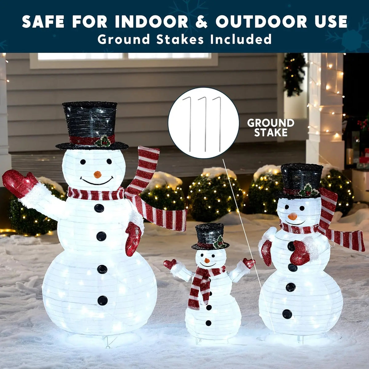 Joyfy 3D LED Snowman Yard Lights for Christmas Outdoor Decor