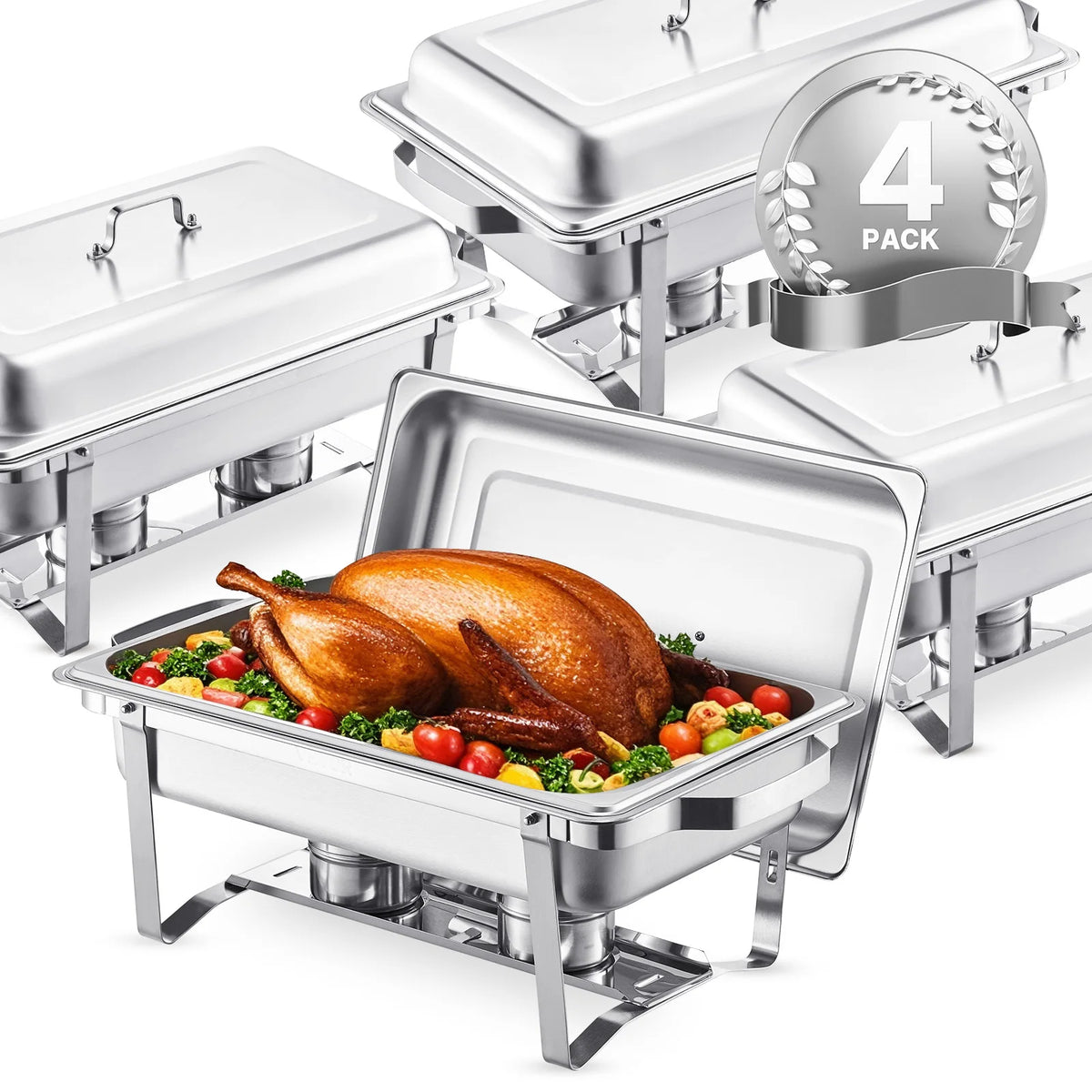 SucceBuy Stainless Steel Chafing Dish Buffet Set With Serving Pans