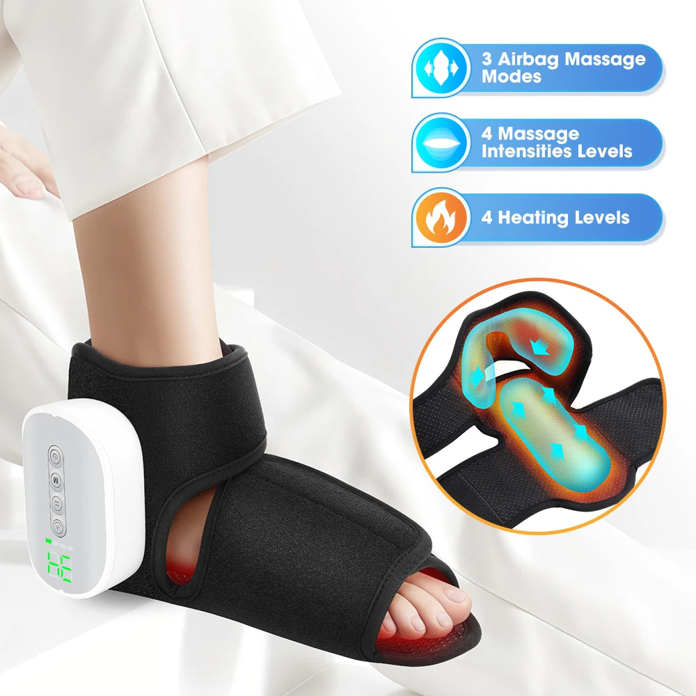 Hailicare Heated Ankle Foot Massager With Air Compression And Heat