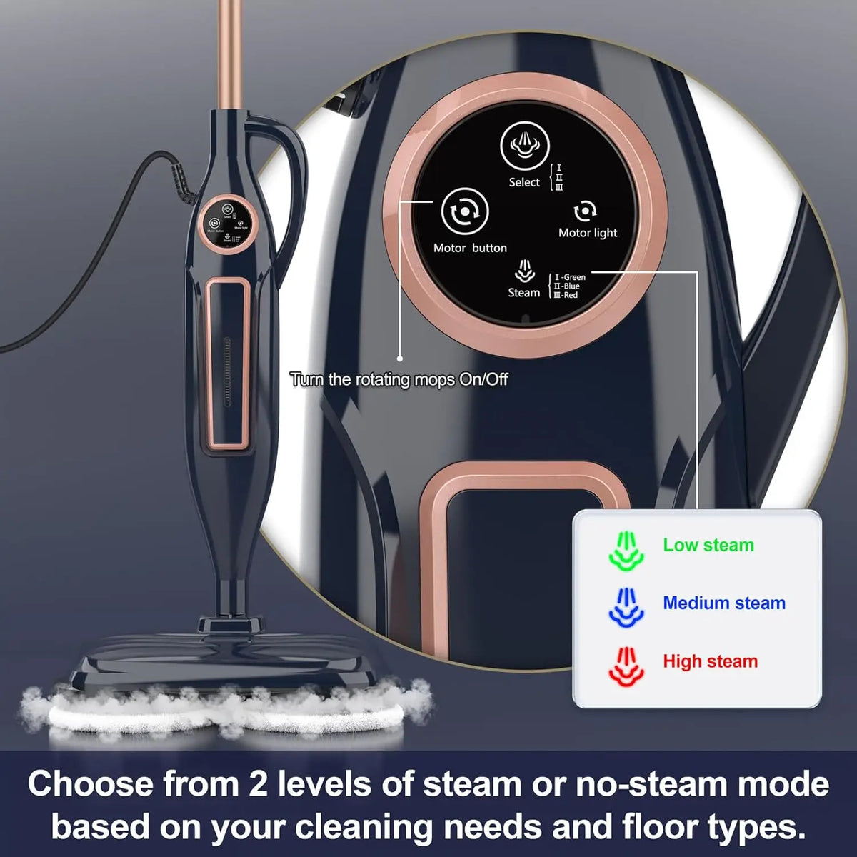 INSE Steam Mop Cleaner With Rotating Pad For Hard Floors